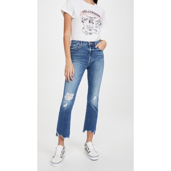 MOTHER The Insider Crop Step Chew Dancing On Coals Bootcut Jeans, Size 27 - Picture 1 of 16